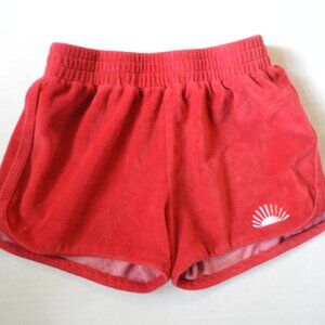 Tiny Whales red velour shorts girls size 9 10 EUC